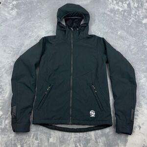 Loki Jacket Womens Sz S Black Softshell Sherpa Lined Ski Built In Mittens Mask